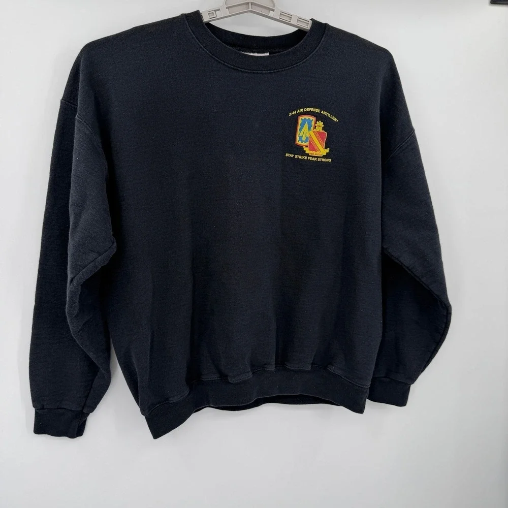Vintage Hanes 2-44 Air Defense Artillery Sweatshirt Mens Large Black